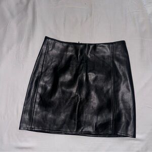 Simons Black Faux Leather Mini Skirt